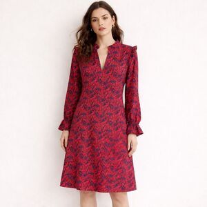 H&M Red & Blue Floral Prariecore Boho Peasant Cottagecore Dress Women's Size 4